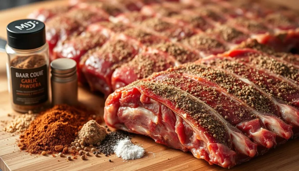 BBQ seasoning and beef ribs