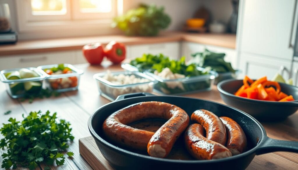 Meal prep with chicken apple sausage