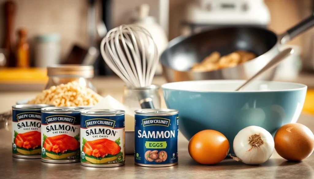 Salmon Patty Ingredients and Tools